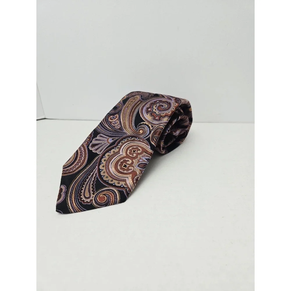 IKE Behar Men's Tie‎ New York brown black pattern %100 silk